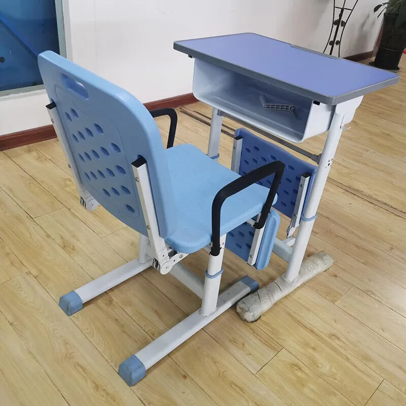 El ajuste multiengranaje escolar puede tumbarse, taburete de mesa plana de clase, juego de mesa y silla elevadora para almuerzo, función multiusos