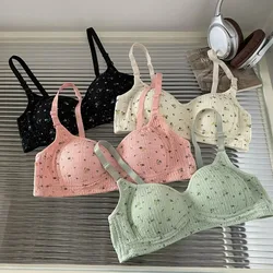 Sexy Floral Bra for Girls New Sweet Floral Print Breast Augmentation Bra Breathable Traceless Thin Bra Without Underwire Women