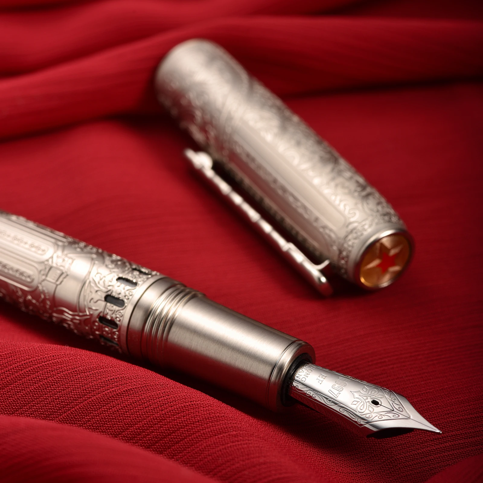 Hongdian 100 pióro wieczne z tłokiem Iridium EF/F/M/długa stalówka do noża, piękne grawerowanie metalu duże pióro do pisania — zdjęcie produktu 3