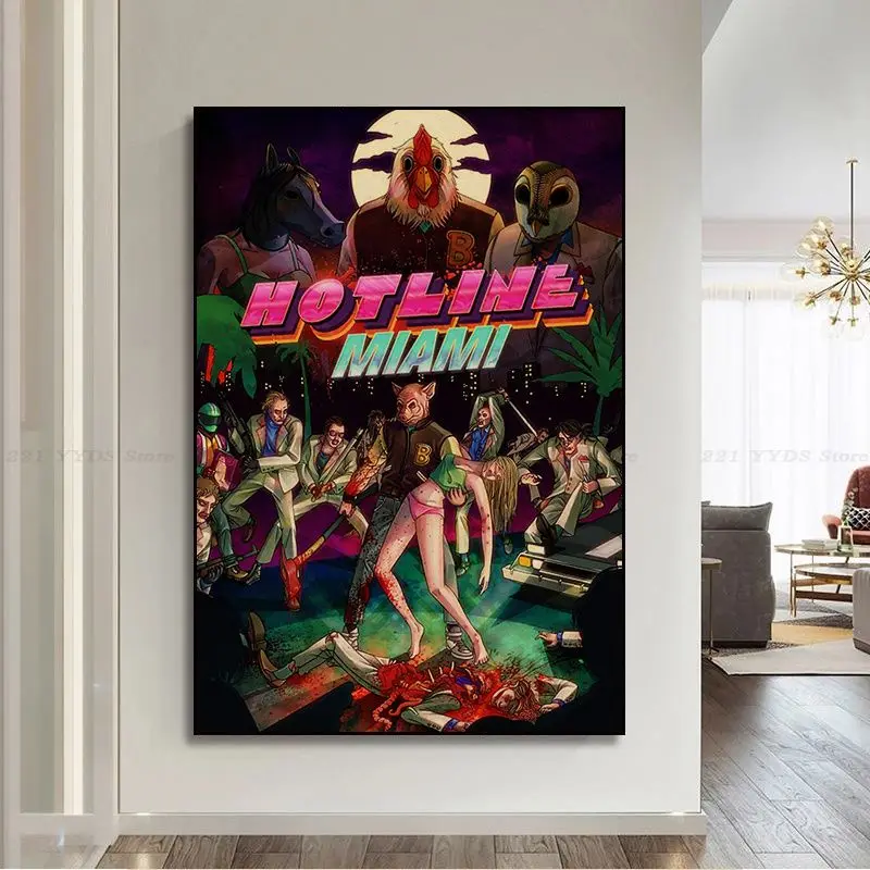 Hotline Miami Retro Kraft Paper Poster Kraft Paper Prints And Posters Vintage Decorative Painting