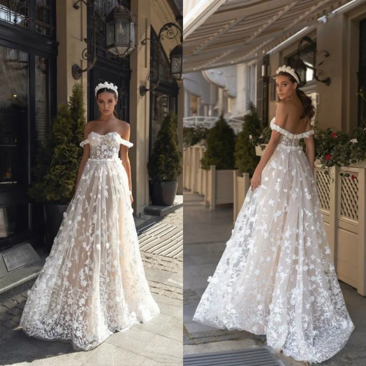 

Customized Fashionable Chiffon Applique 3D Flower Wedding Dress For Ladies Sweet Backless A-Line And Underground Bridal Dress