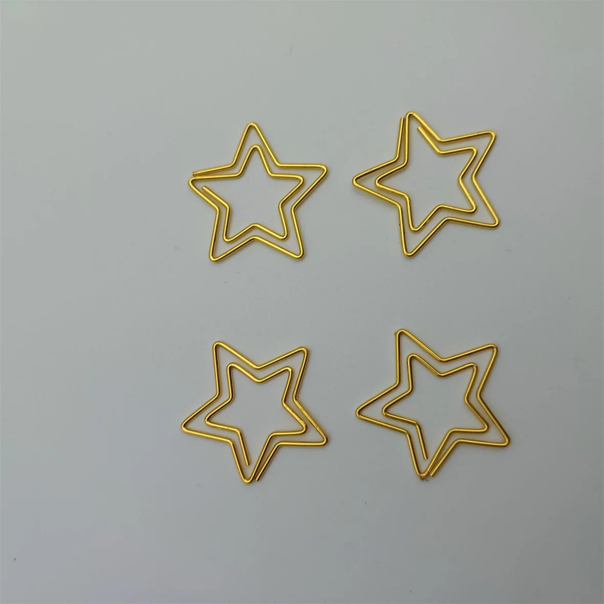 12PCS Golden Star Paper Clips Creative Pins Cartoon Paper Clips Hollow out Ornaments Five Point Star Paper Clips