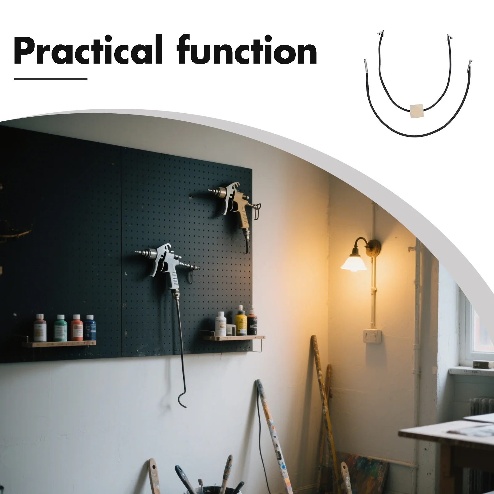 4 pçs pegboard farpado tiras elásticas cinta elástica para organização de espaço de trabalho pegboard corda fixa pequenas correias farpadas