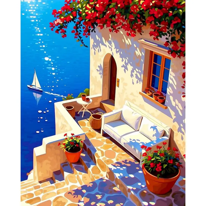 

GATYZTORY House Paint By Numbers For Adults Pictures By Numbers Landscape Crafts Gift Arts and Crafts Canvas Painting