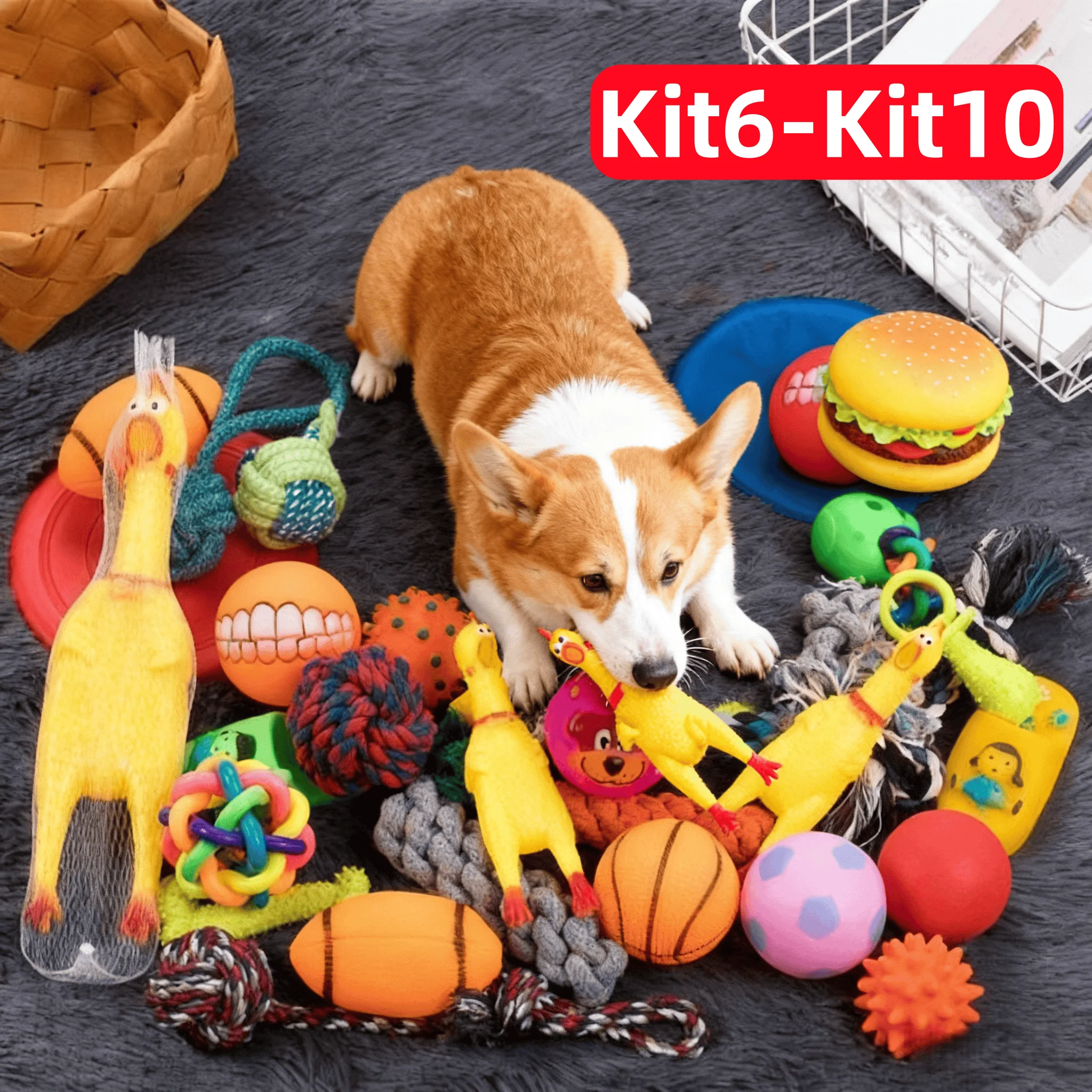 Kit 10/6 Brinquedos Mordedor Cachorro Filhote Anti-stress Pet Ranger os dentes Limpeza da boca