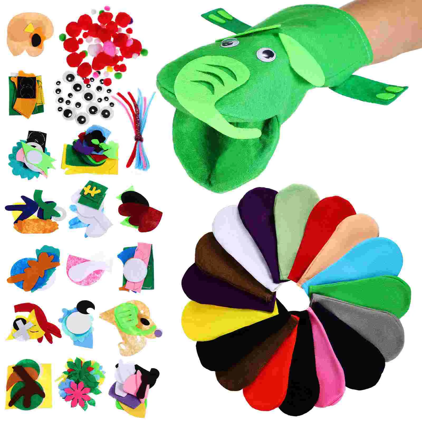 Felt Hand Puppet Kit Animal Cartoon Puppets Materials Cloth Sewing Kits for Kids