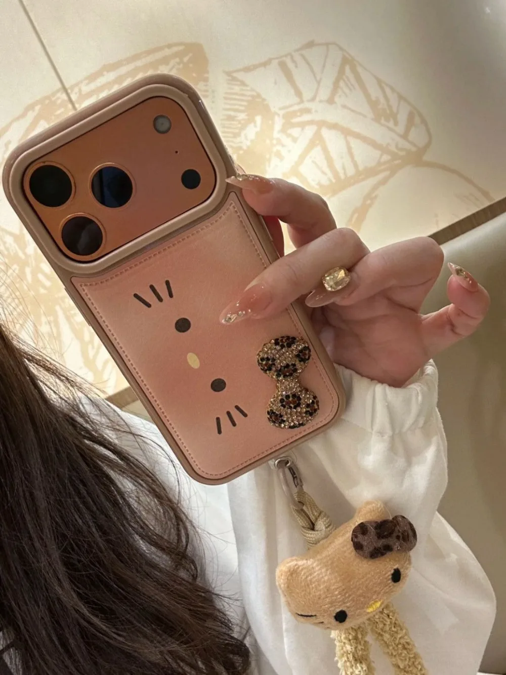 Kawaii HelloKitty شريط للرسغ لينة للصدمات جراب هاتف آيفون 17 16 15 14 زائد 13 12 برو ماكس 11 الكرتون الحبل غطاء #3