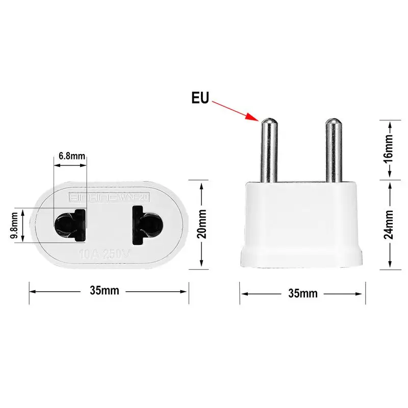 Adaptador de viaje para UE, AU, EE. UU., UE, Euro, AU, Nueva Zelanda, UE, KR, España, enchufe eléctrico CN, cargador de enchufes de salida