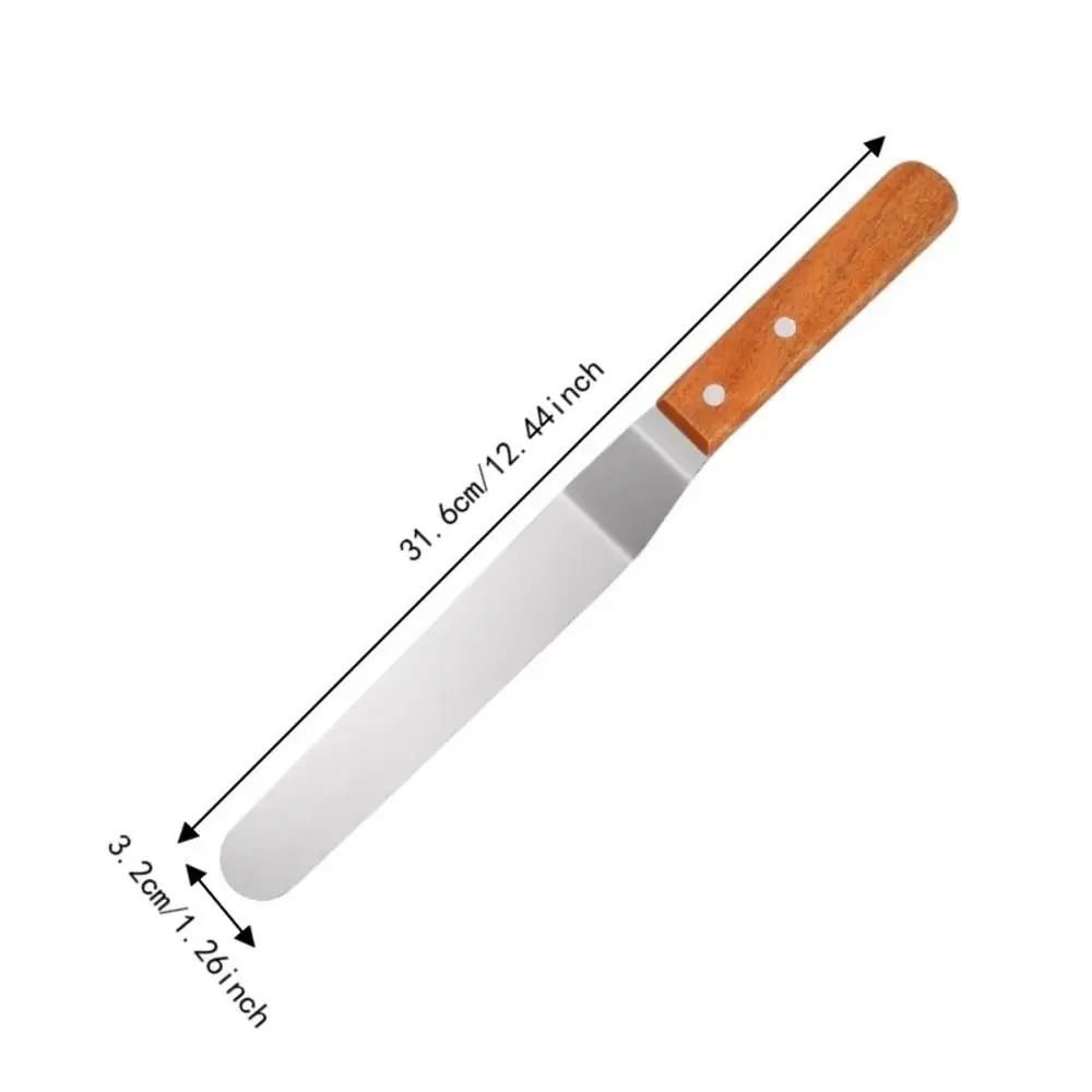 Stainless Steel Blade Cake Spatula Food Grade Smooth Flat Blade Icing Spatula Riveted Handle Rounded Tip Palette Knife