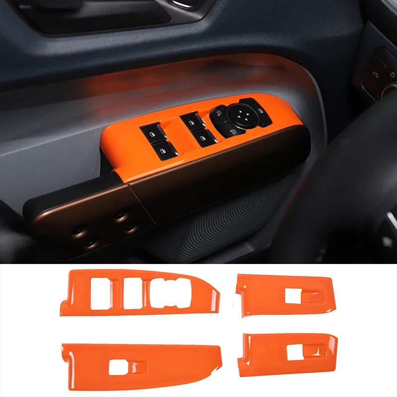 

For Ford Maverick 2022-2024 ABS Orange Car Glass Lift Button Frame Cover Sticker Car Interior Protection Accessories