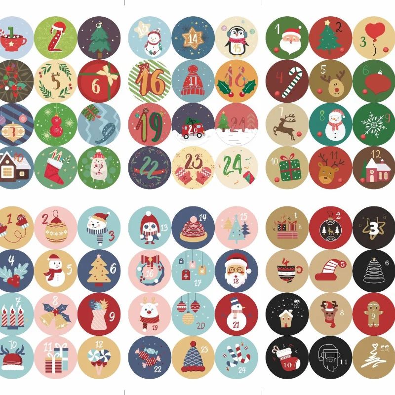 Digital Stickers Christmas Gifts 24 Round Seal Christmas Countdown Calendar Toys & Hobbies Classic Toys