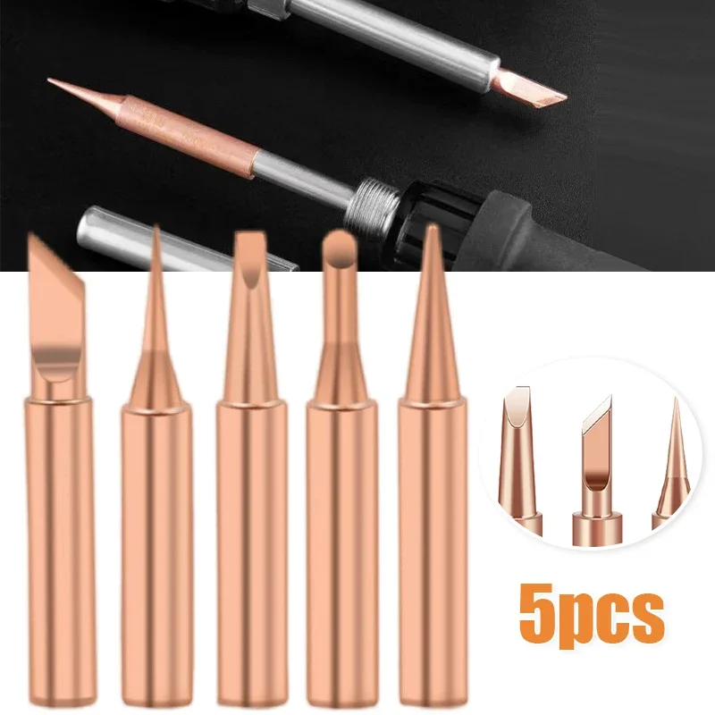 5PCS Copper Iron Tip I/B /K/2.4D/3C Set 900M-T Welding Tip Head Tools Inside Hot Bare Copper Electric Soldering Iron Tools