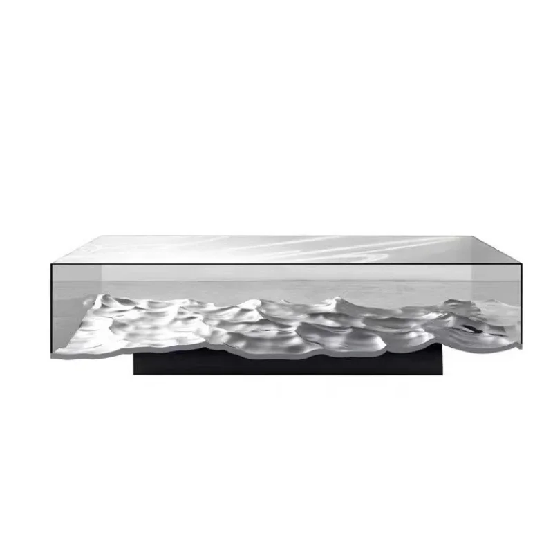 

Creative light lux ury acrylic water rip ple cof fee tab le Designer model house Sale s office Transp arent glass