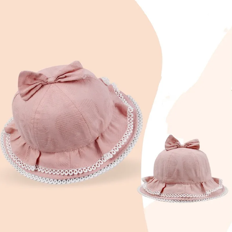 

Cute Summer Baby Girl Bucket Hat Print Outdoor Bowknot Kids Girl Sun Hat Children Intant Toddler Panama Beach Cap