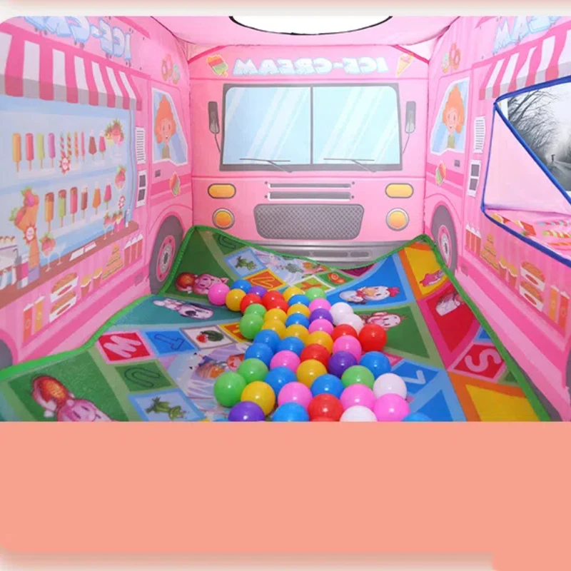 Tienda de juguete para niños, autobús multiusos de dibujos animados, juego de interior y exterior, juego de rol plegable, tienda de juegos divertida, casa de juegos portátil