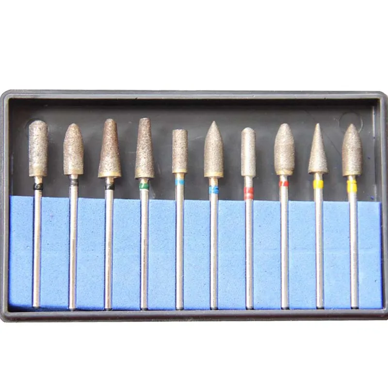 10 Pcs/kit Dental Burs HP Laboratory Technician Kits For Grinding Polishing Hot Fully-Sintered Diamond Drill Remove Finish Tools