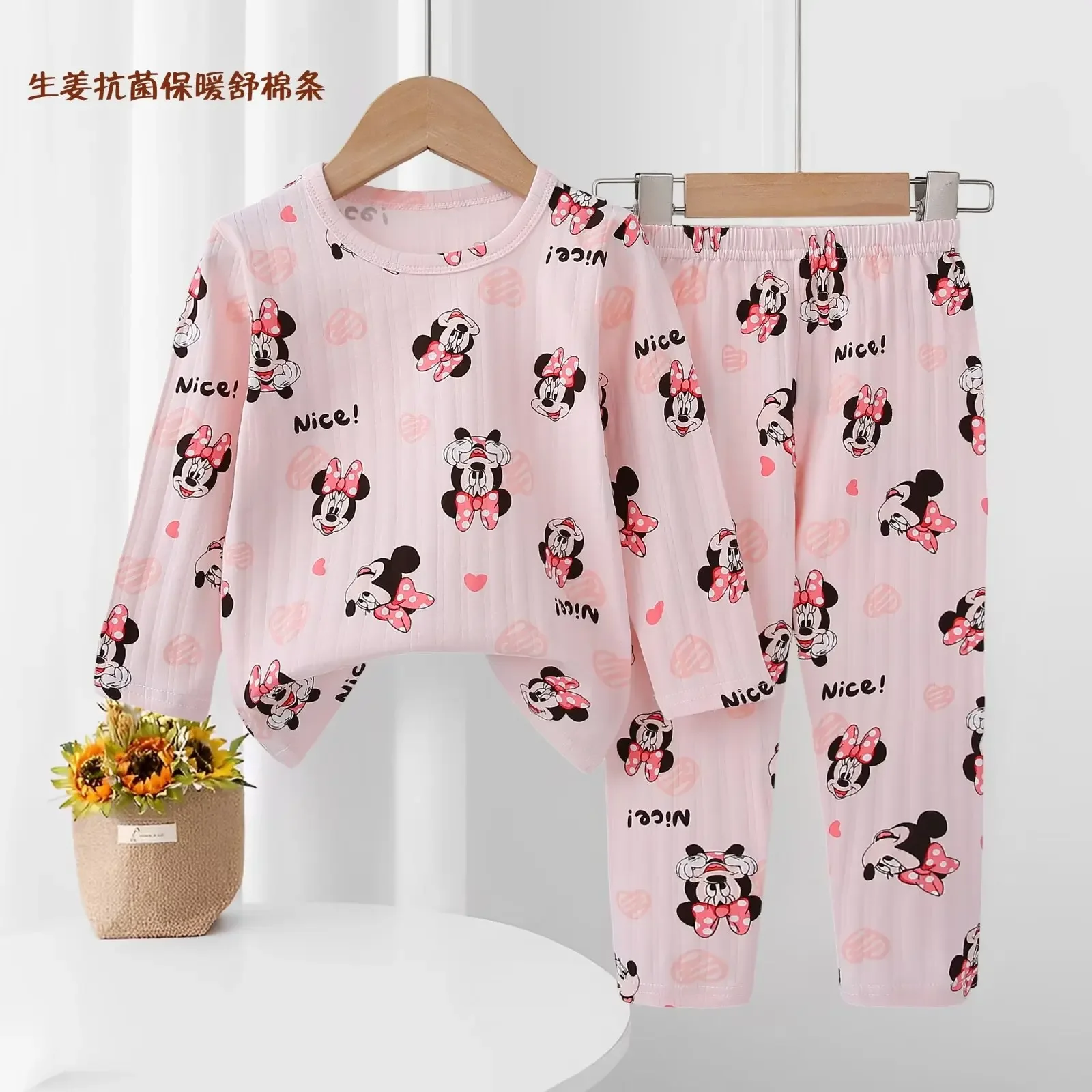 DISNEY Cotton Baby Girls Clothes Cute Minnie Sets Girl Top + Pant Sets Toddler Clothing 1-3 Years