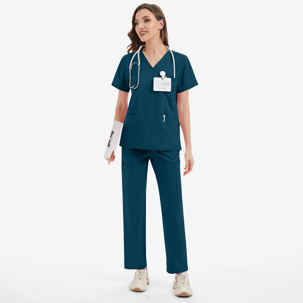 ชุดยูนิฟอร์มแพทย์หญิงคุณภาพสูง ชุดยูนิฟอร์มผ่าตัดโรงพยาบาล ชุดสครับสำหรับบุรุษและสตรี อุปกรณ์เสริมสำหรับพยาบาล คลินิกทันตกรรม สปาเสริมความงาม