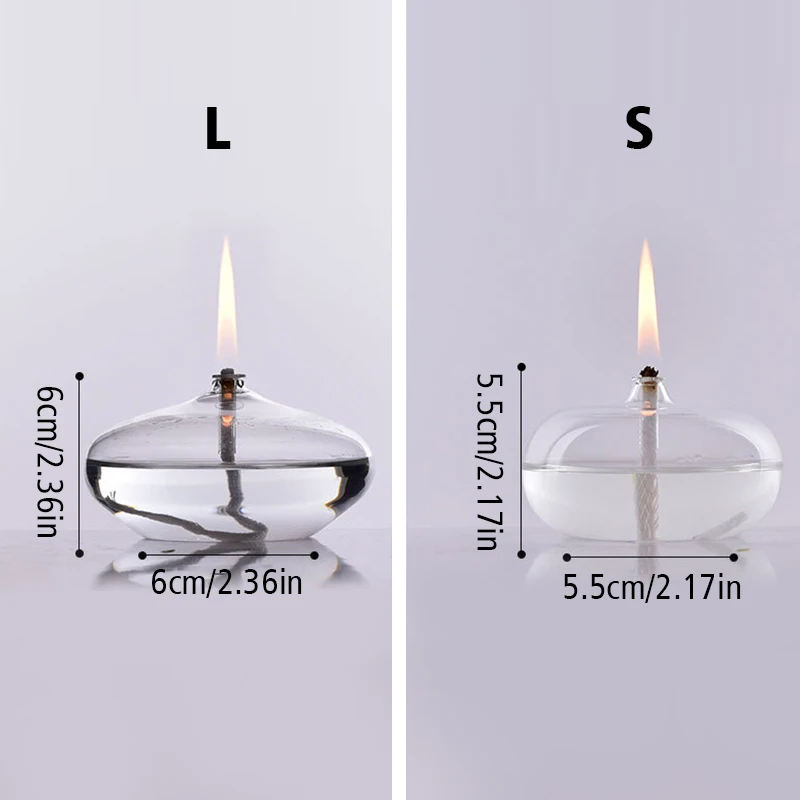 Ręcznie robiony spłaszczony przezroczysty szklany świecznik Lampa olejowa z knotem Świeca stołowa Rustykalna świąteczna dekoracja domu