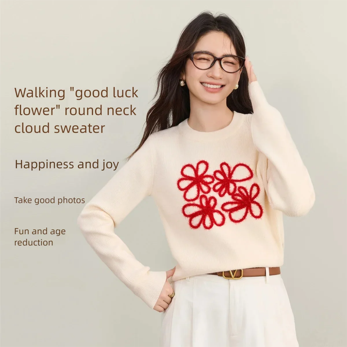 

SENTUBILA Elegant Women's Pullover 2025 Autumn 3D Silk Flowers O-Neck Velvet Sweater Lady Long Sleeve Clothes W53EE3864