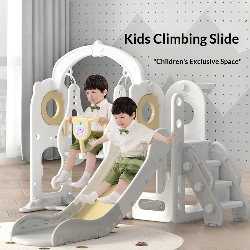 

Indoor Kids Slide Climbing Frame Toddler Baby Home Playset Swing Dual Combo Portable Foldable Safe Non Slip Parque Acuatico