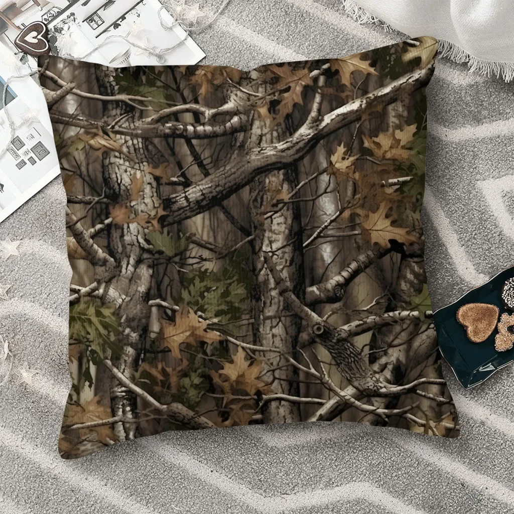 Camouflage Real Tree Cojines Throw Pillow Case  Cushion Home Sofa Chair Print Decorative Coussin