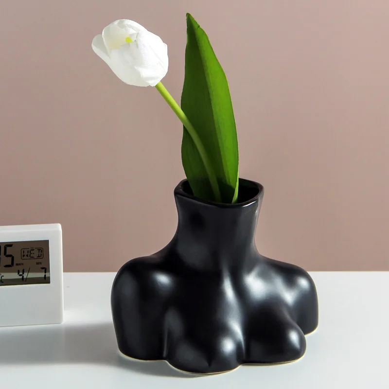 

Modern Garden Vase Creative Human Vase Bust Ceramic Living Room Desk Flower Arranger Art Ornaments Flower Bottle For Home Decor