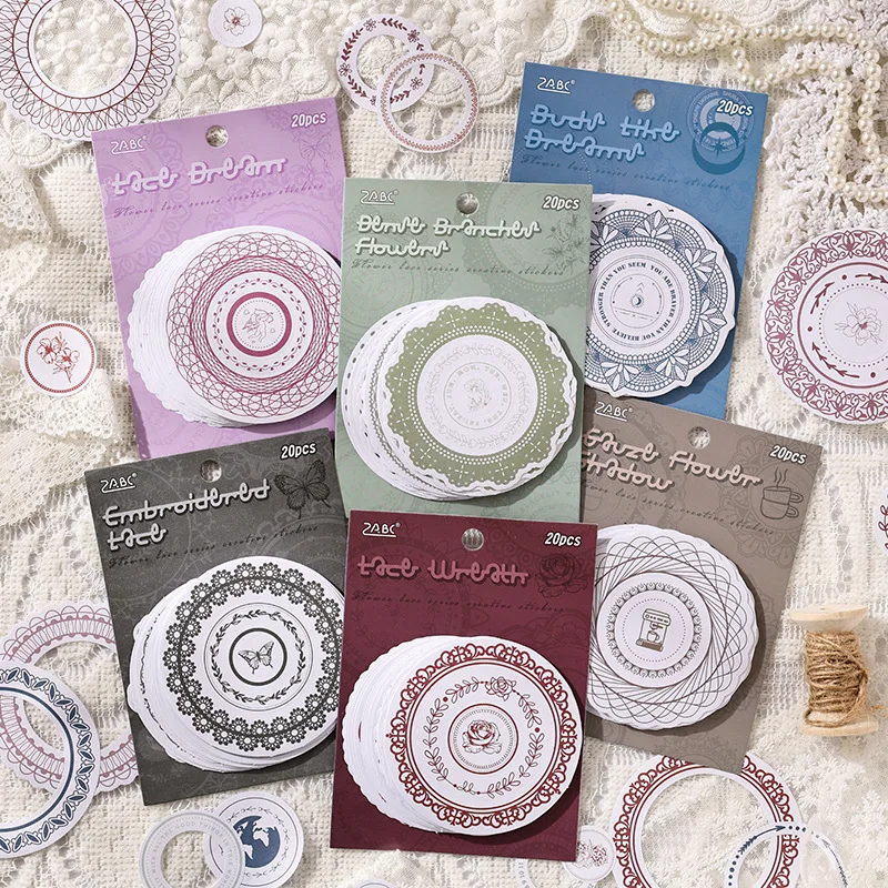 20pcs Kawaii Stationery Stickers Flower Language Lace DIY Craft Scrapbooking Album Junk Journal Happy Planner Diary