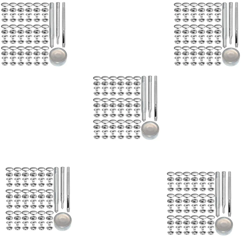 

AS94-360Pcs 15MM Stainless Steel Fastener Snap Press Stud Button For Marine Boat Canvas With Punching Set Tool Kit Silver