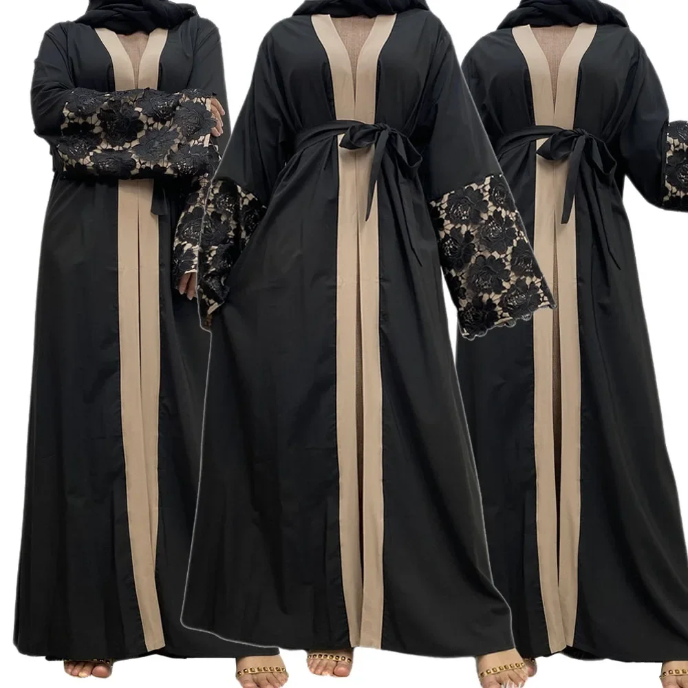 

Abayas for Women Dubai 2025 Ramadan Muslim Dress Abaya Caftan Marocain Long Sleeve Lace-up Robe Robe Femme Musulmane Abaya