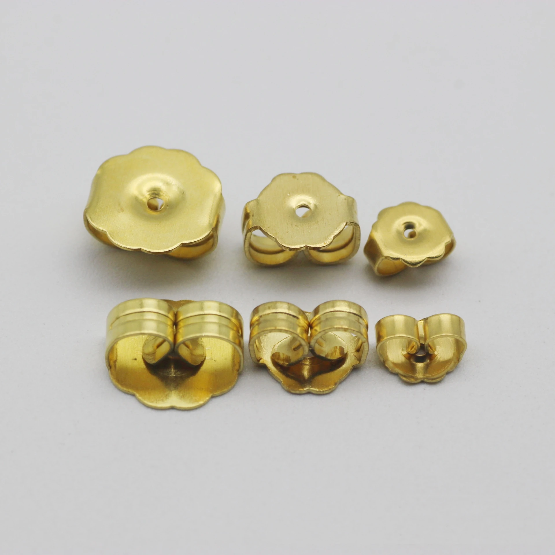 BoYuTe (100 Pieces/Lot) 6-7-9mm Raw Brass Earring Backs Replacements, Flower Earring Backs for Stud Earrings Jewelry Accessories