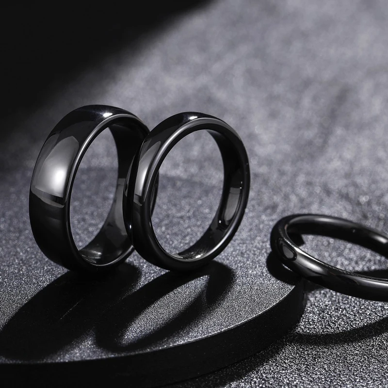 Unisex Black Brushed Ceramic Wedding Ring, Fashionable