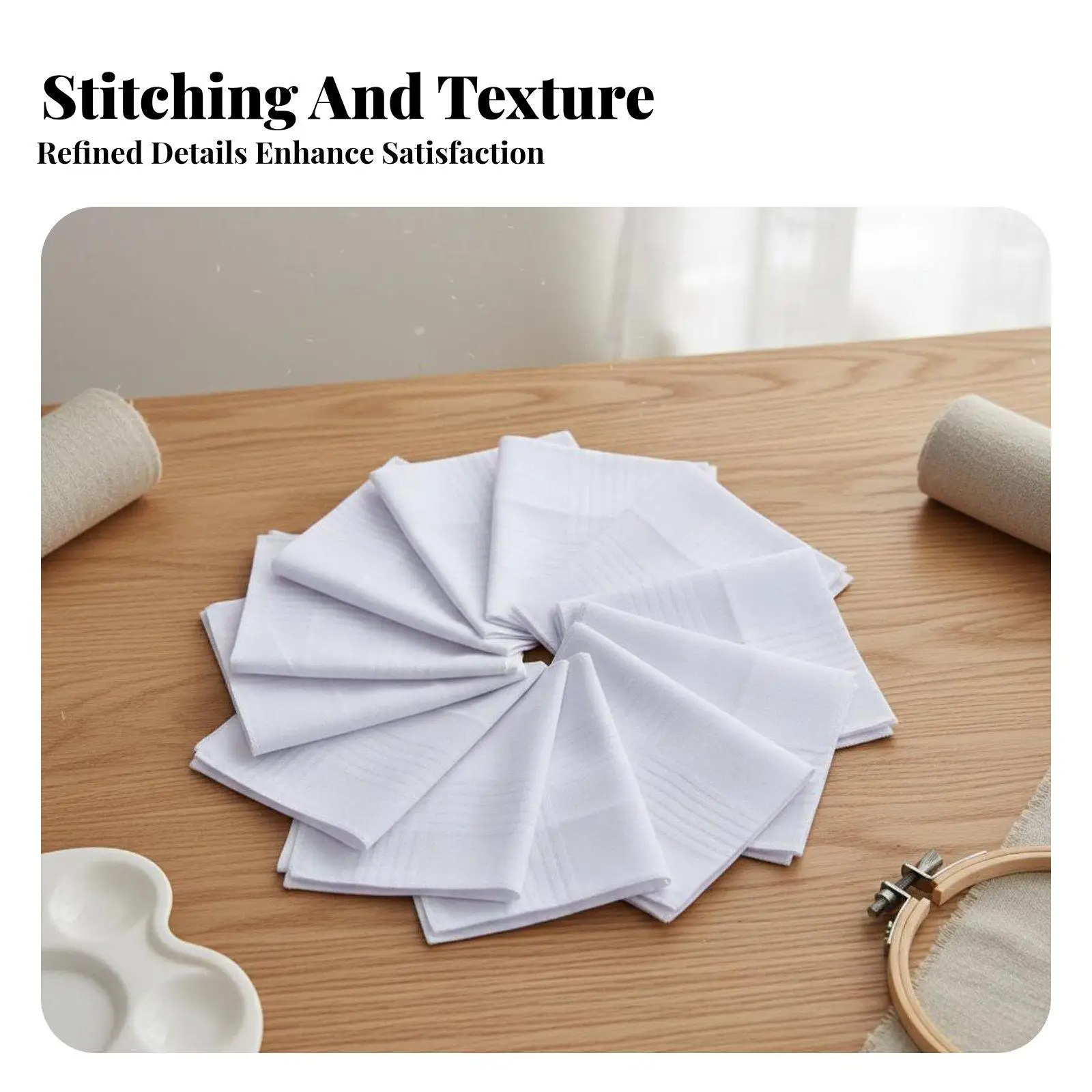 White Cotton Handkerchief Mens Plain Solid Breathable Design Handkerchiefs for Pocket Suit Wedding Daily Use Soft Fabric Gift
