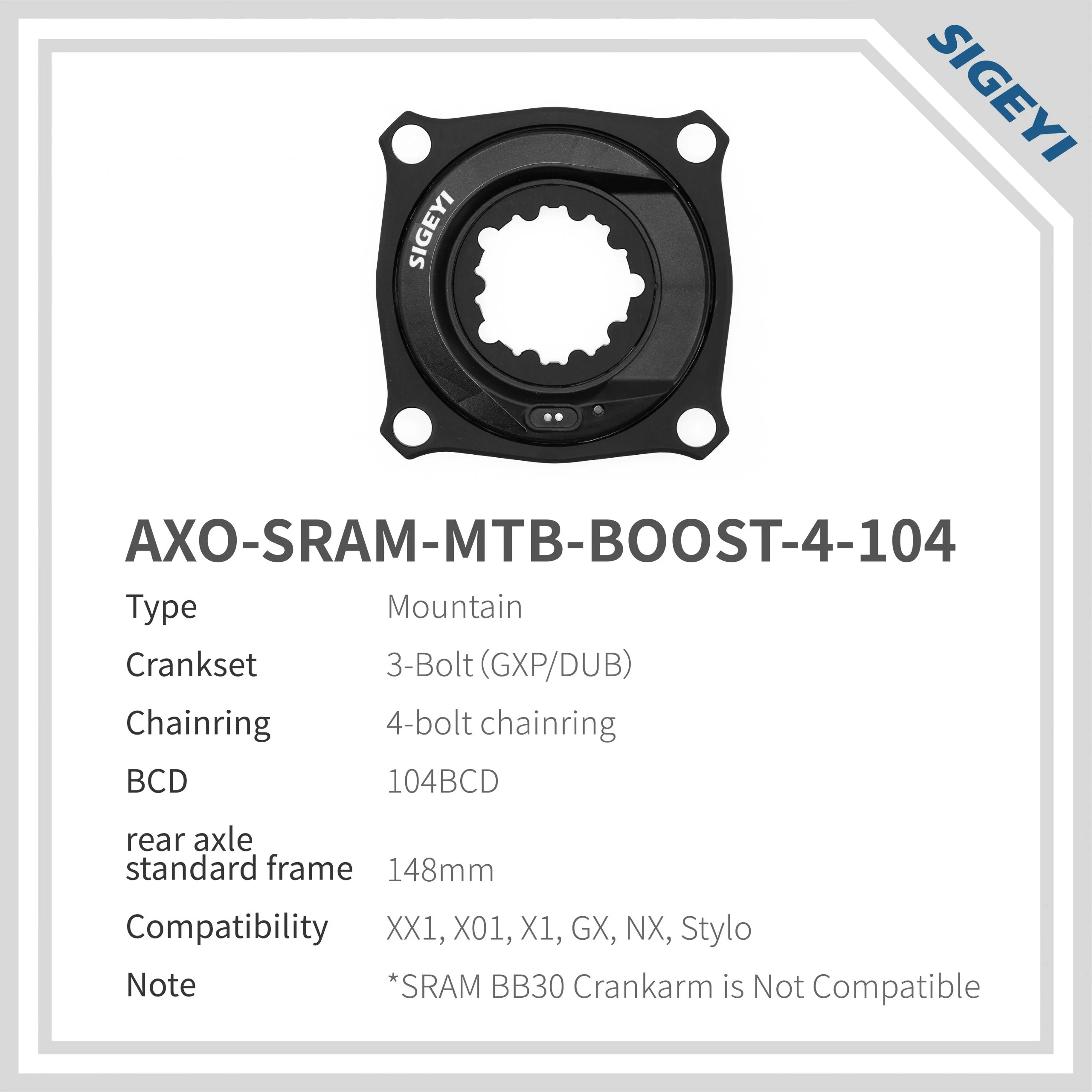 SIGEYI AXO SRM 파워미터 스파이더 자전거 크랭크 케이던스 파워미터, 로드 MTB, 시마노 SRAM 로터 크랭크셋