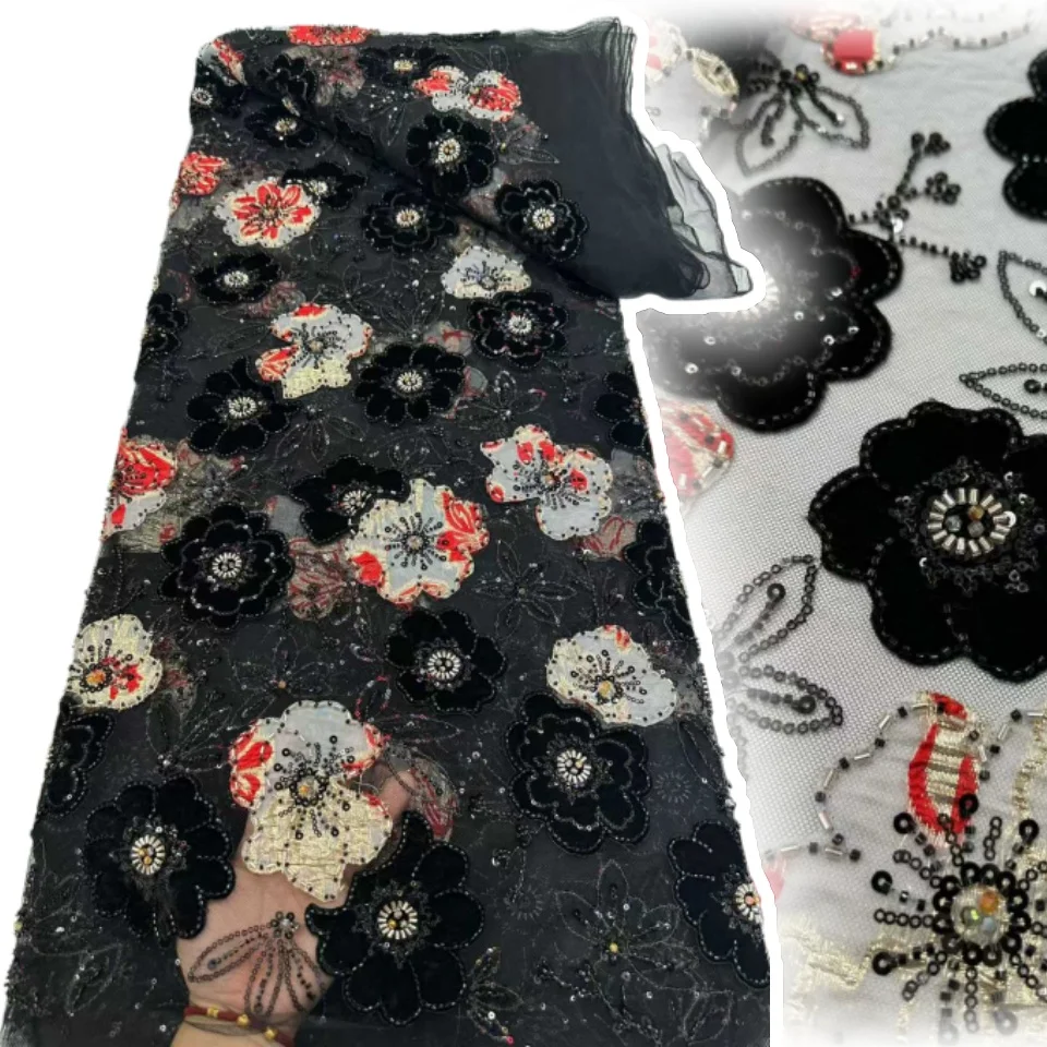 

Новинка 2024 года, роскошная нигерийская африканская сетчатая кружевная ткань с тяжелыми блестками для невесты, французская сетчатая кружевная ткань для шитья, вышитая кружевная тюль для женщин SZ1627