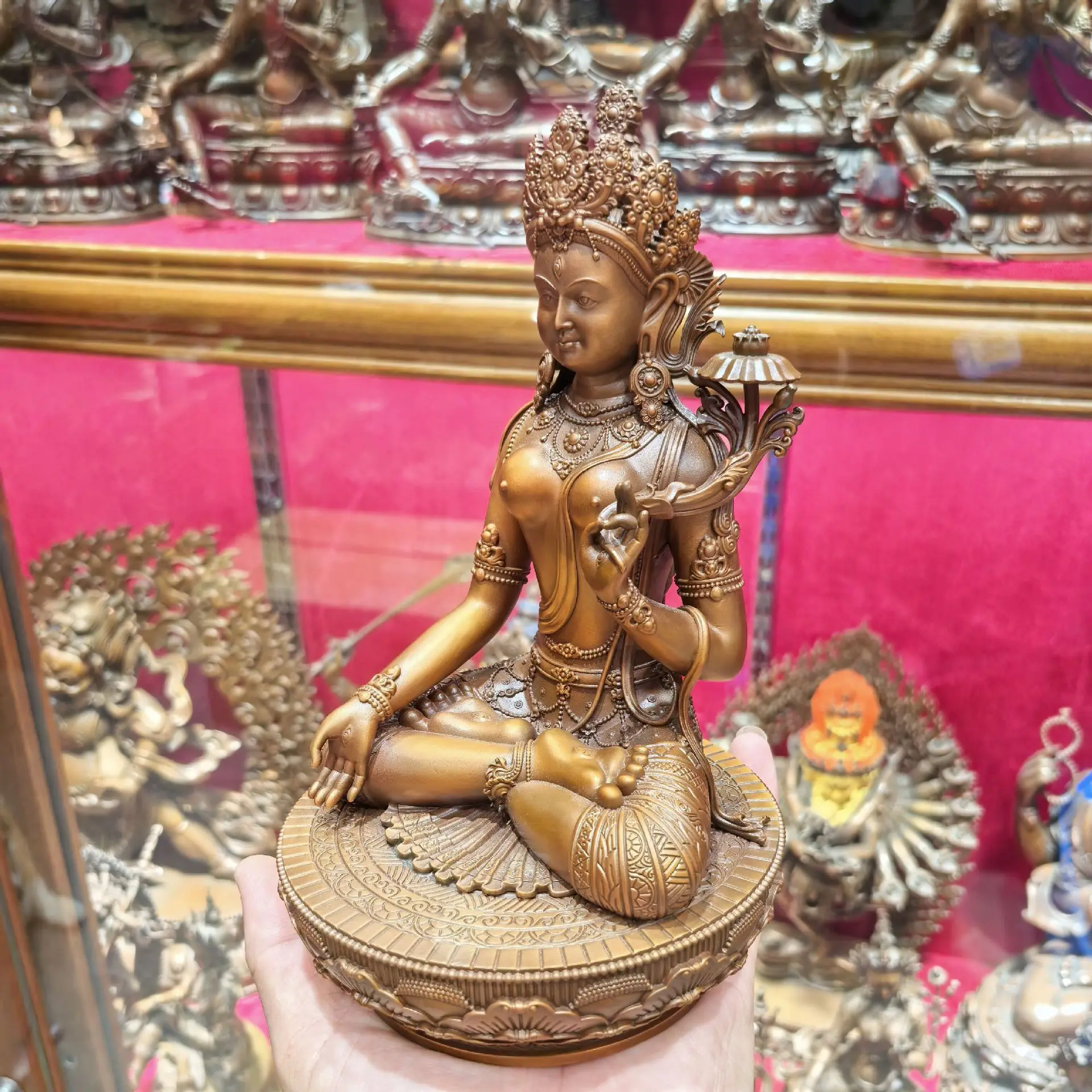 Estatua de Buda Tibetano Brahma de Cobre, Madre Zhuomazana Blanca CZ, de Bazar