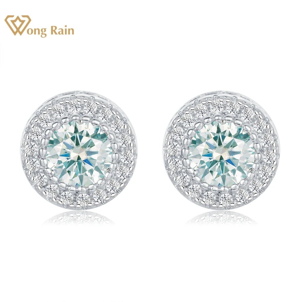 

Wong Rain Sparkling 925 Sterling Silver GRA All Moissanite Diamond Wedding Bubble Studs Earrings for Women Men Gift Fine Jewelry