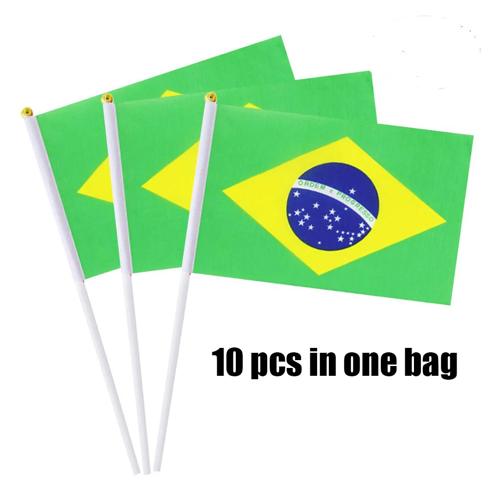 Fast Delivery Brazilian Hand Flags 100% Polyester National Brazil Hand Waving Flags