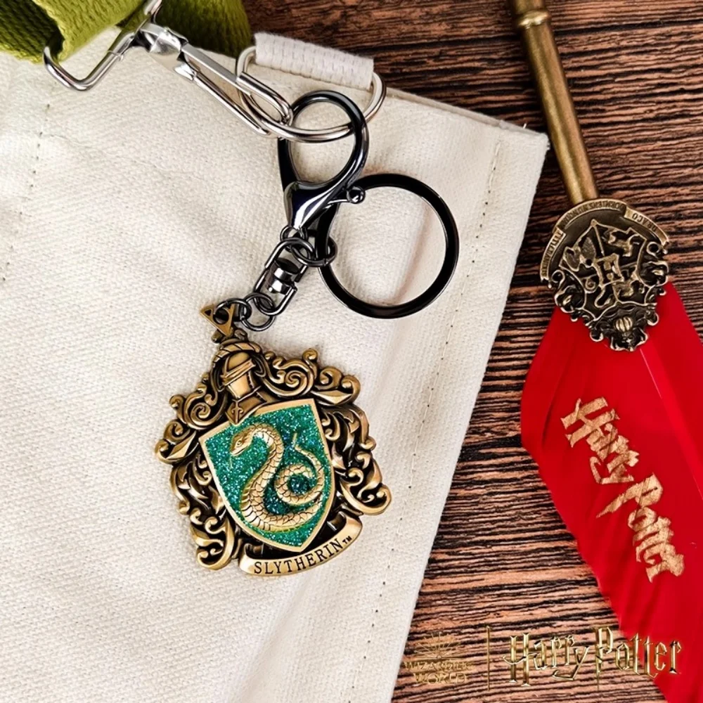 Genuine Harry Potter Hogwarts Embossed Keychains Magic School Hufflepuff Ravenclaw Gryffindor Metal Backpack Hanging Gifts Toys view 5