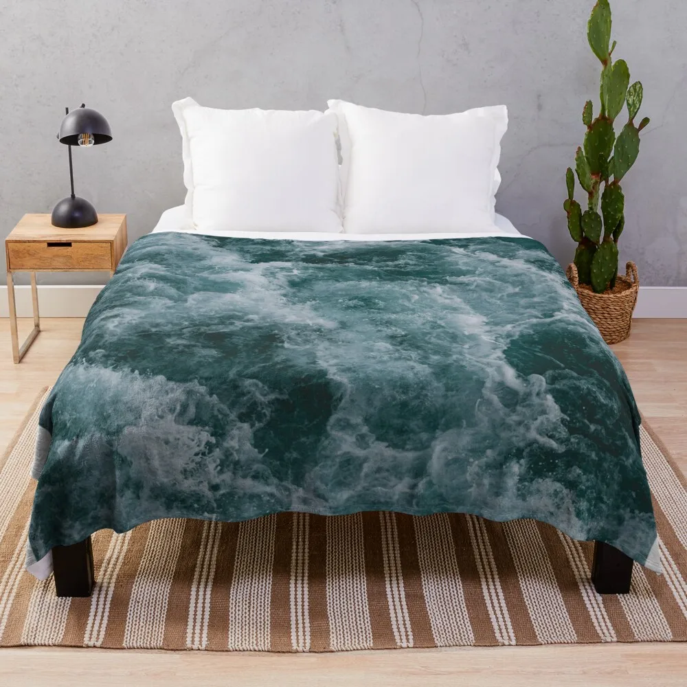 Ocean blue waves  Throw Blanket christmas gifts sofa bed Hairys Blankets For Baby Blankets