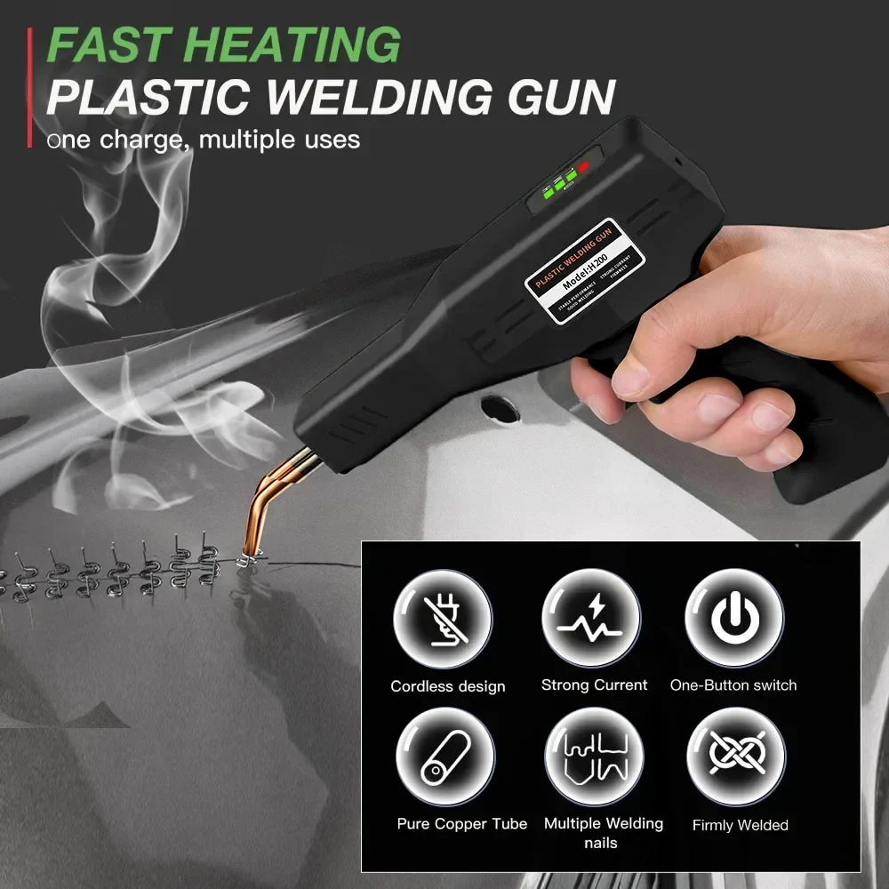 200W / 50W Plastic Welding Machine Kit 1000Pcs Hot Stapler Welding Soldering Iron Equipment Tools Car Bumper Crack Dent Repair