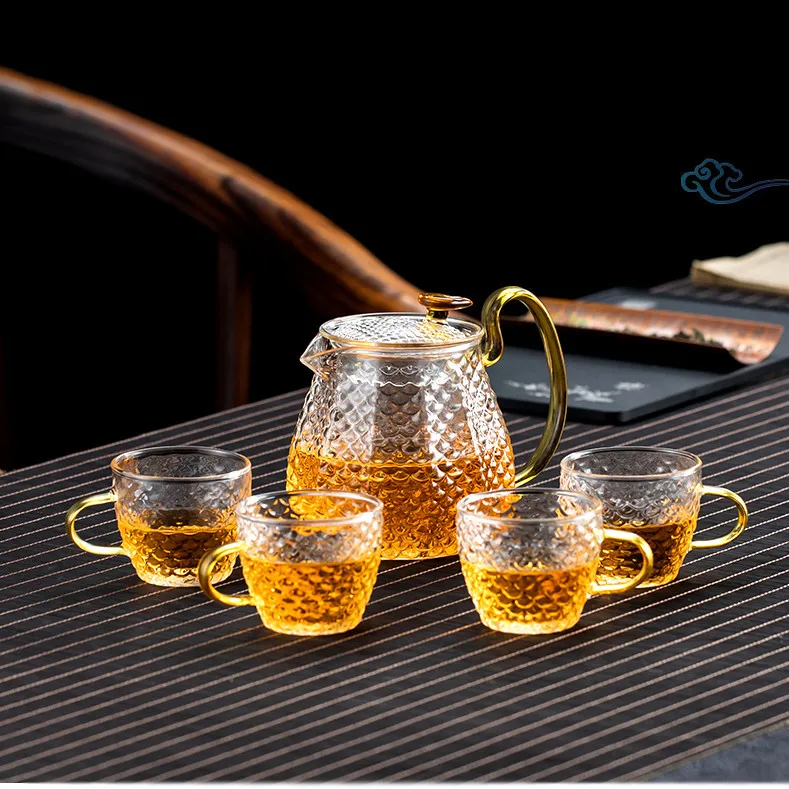 

Hammer glass tea set glass filter household teapot set household tea set gift box set of five