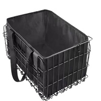 Rear Bike Basket Folding Metal Bicycle Basket With Removable Liner Bag & Reflective Sheet For Shopping Picnic