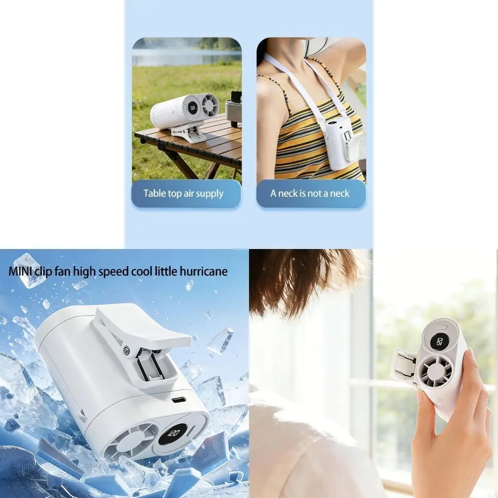 M6CB Double Wing Mounted Fan With 10W Output And Grip Pad Perfect For Baby Bed Wheelchair vessel