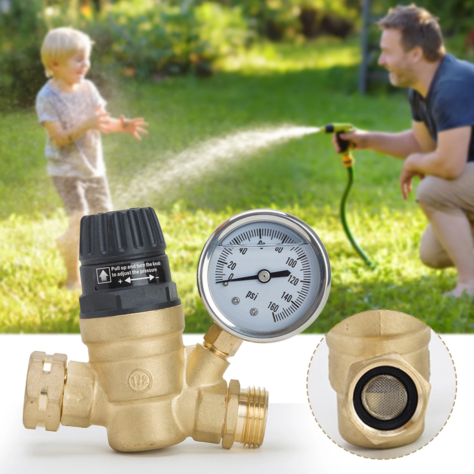 

Water Pressure Regulator For RV Campers With Adjustables Handle PRV Pressure Reducing Valves RV Campers Accessories