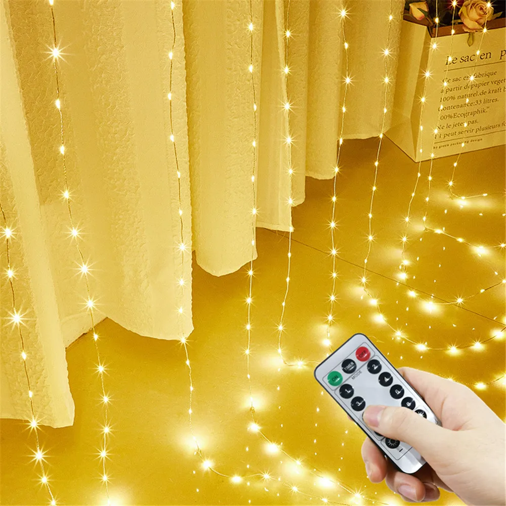 3/4/6 متر LED أضواء الستار USB مع جهاز التحكم عن بعد عطلة زينة عيد الميلاد للمنزل هالوين الزفاف غرفة نوم مصابيح حفلات