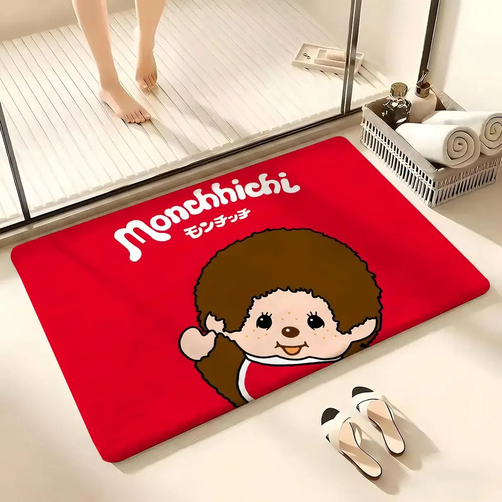M-MONCHHICHI Floor Mat Flannel Rug Non Slip Absorbent Soft Washable For Entryway Hallway Bathroom Kitchen Decor