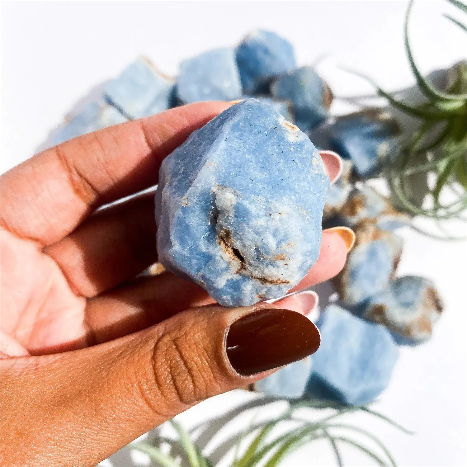 Natural Angelite Raw Stone - High-quality Mineral Crystal Collection Perfect Home Decoration Unprocessed Specimens