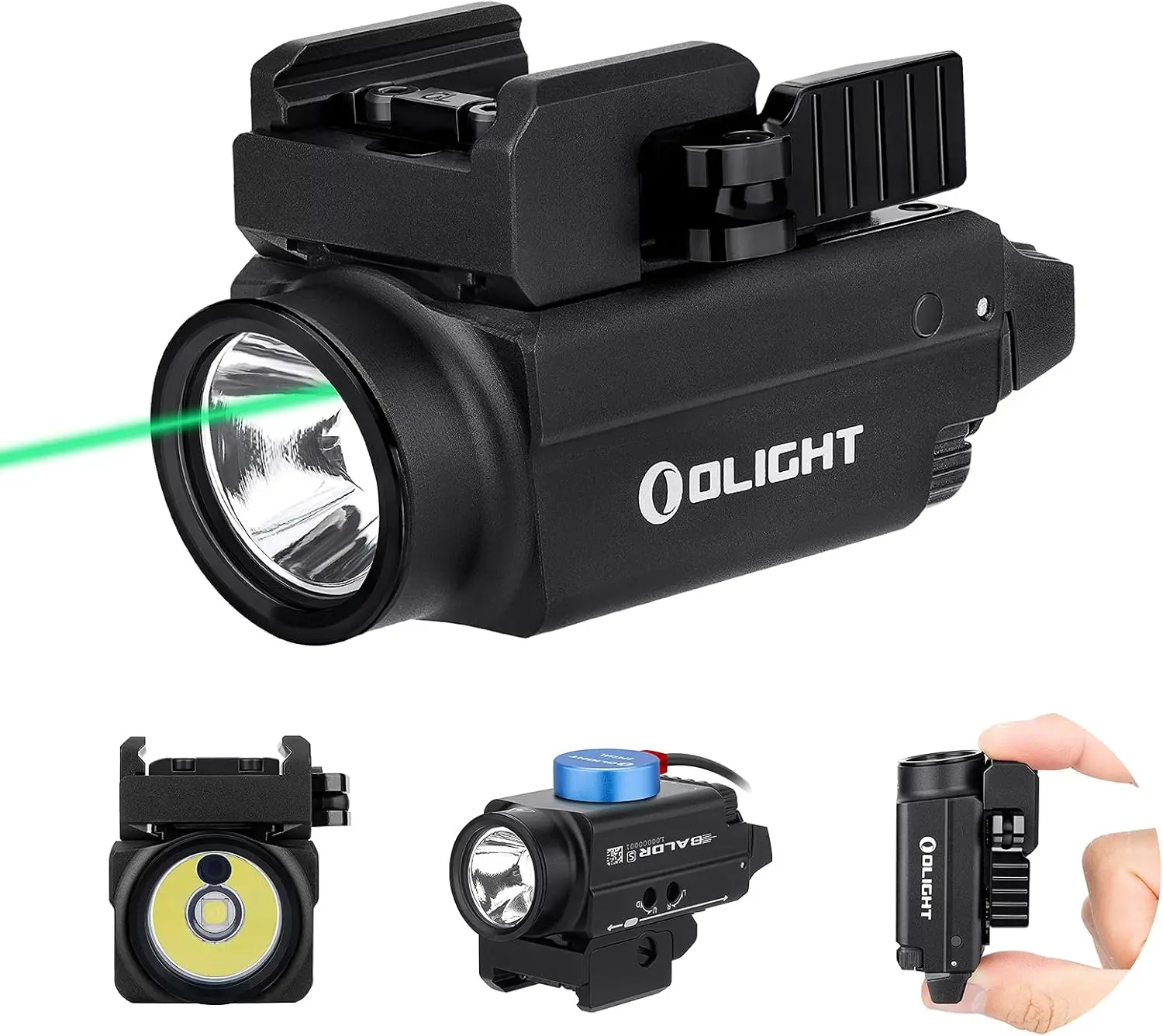 Baldr S 800 Lumens Compact Rail Mount Weaponlight with Green Beam and White LED Combo, Magnetic USB Rechargeable Tactical