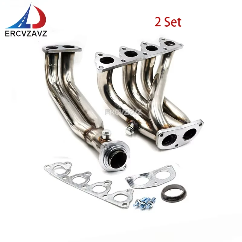 

2 Set D15 Stainless Exhaust Systems Intake Manifold For Honda 1988-2000 Civic CR-X Del Sol D-Series 1.5L 1.6L D15 SOHC l4 engine